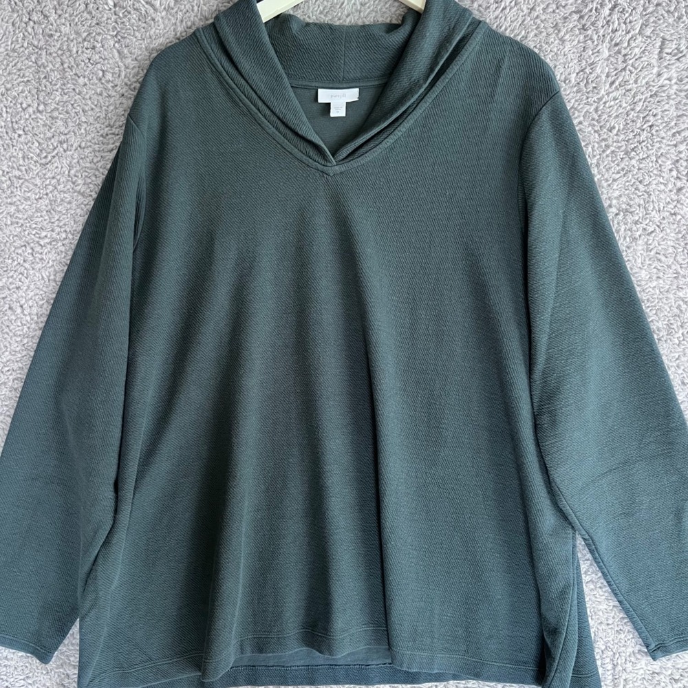 Pure Jill Plus Size Teal Top textured Pullover Top 3X Longsleeve Relaxed Fit
